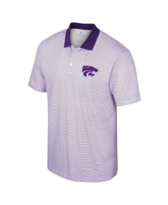 Men's White, Purple Kansas State Wildcats Print Stripe Polo Shirt