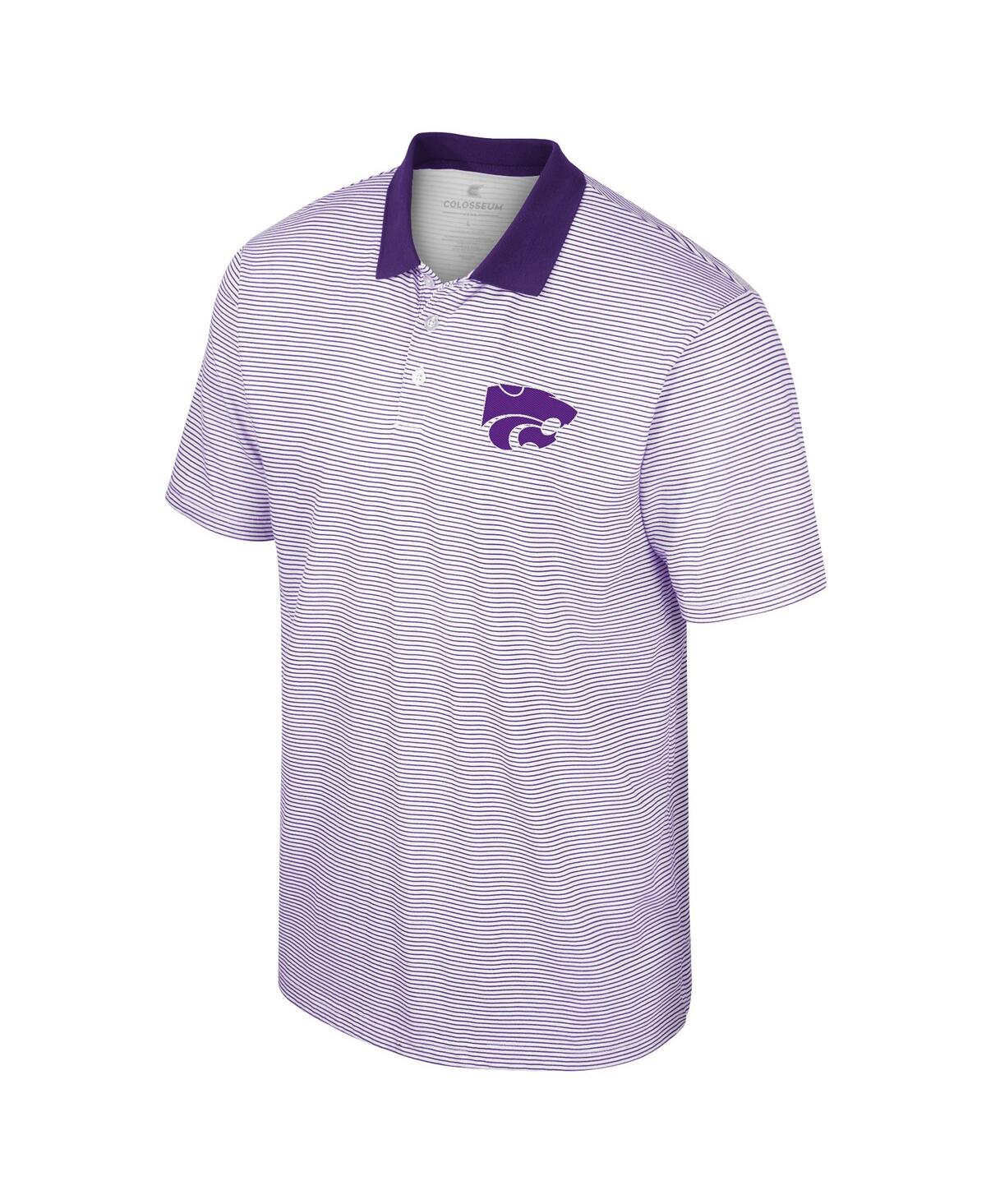 Shop Colosseum Men's  White, Purple Kansas State Wildcats Print Stripe Polo Shirt In White,purple