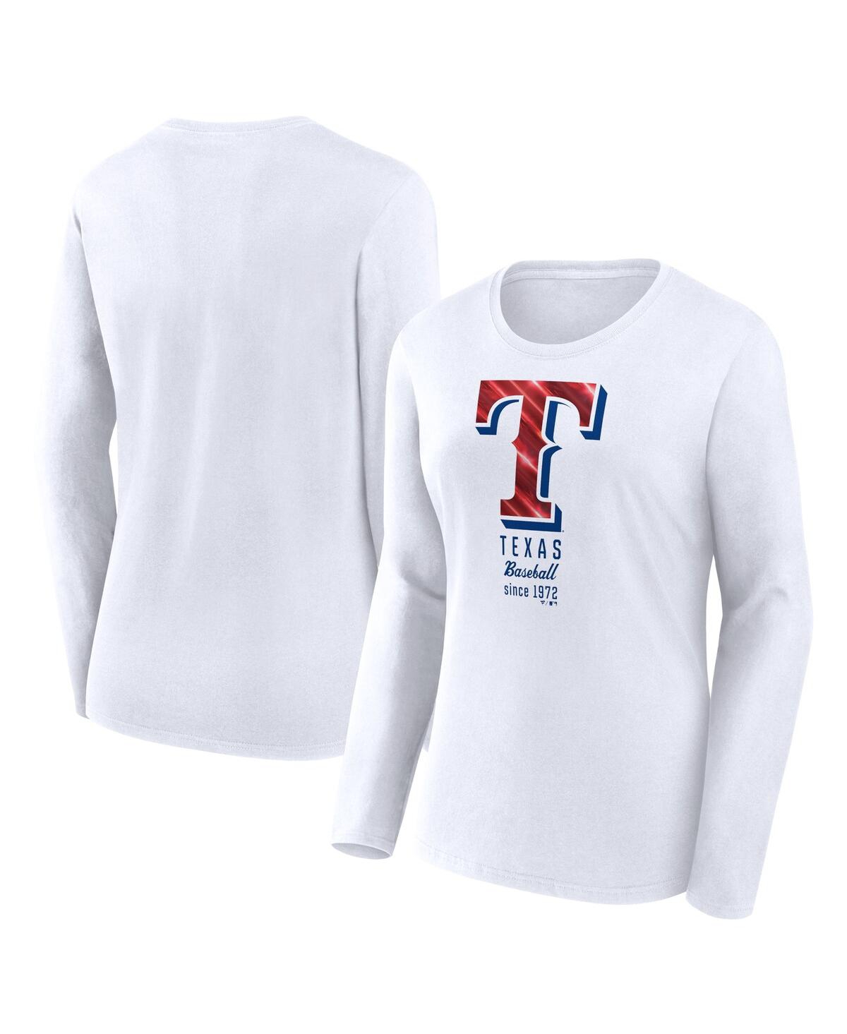 Women's Fanatics Branded White Texas Rangers Iconic Pinstripe Raglan Scoop  Neck T-Shirt