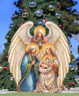 Designocracy Nativity with Angel 32" Outdoor Christmas Free Standing Garden Decor G. DeBrekht