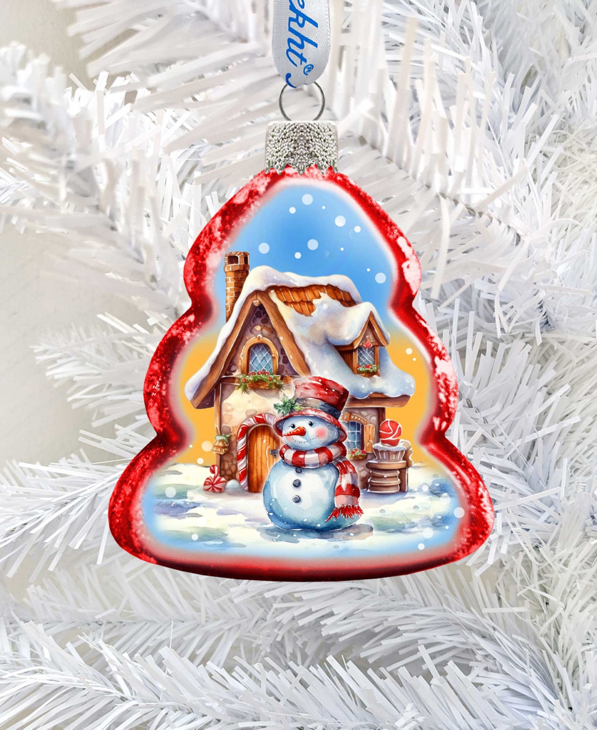Designocracy Snowman And Christmas Cottage Keepsake Holiday Glass Ornaments G. Debrekht In Multi Color