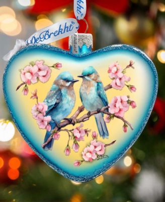Blooming Love Heart Christmas Mercury Glass Ornaments G. DeBrekht