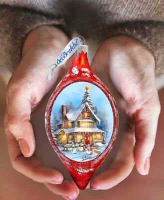 Christmas Cottage Drop Holiday Mercury Glass Ornaments G. DeBrekht