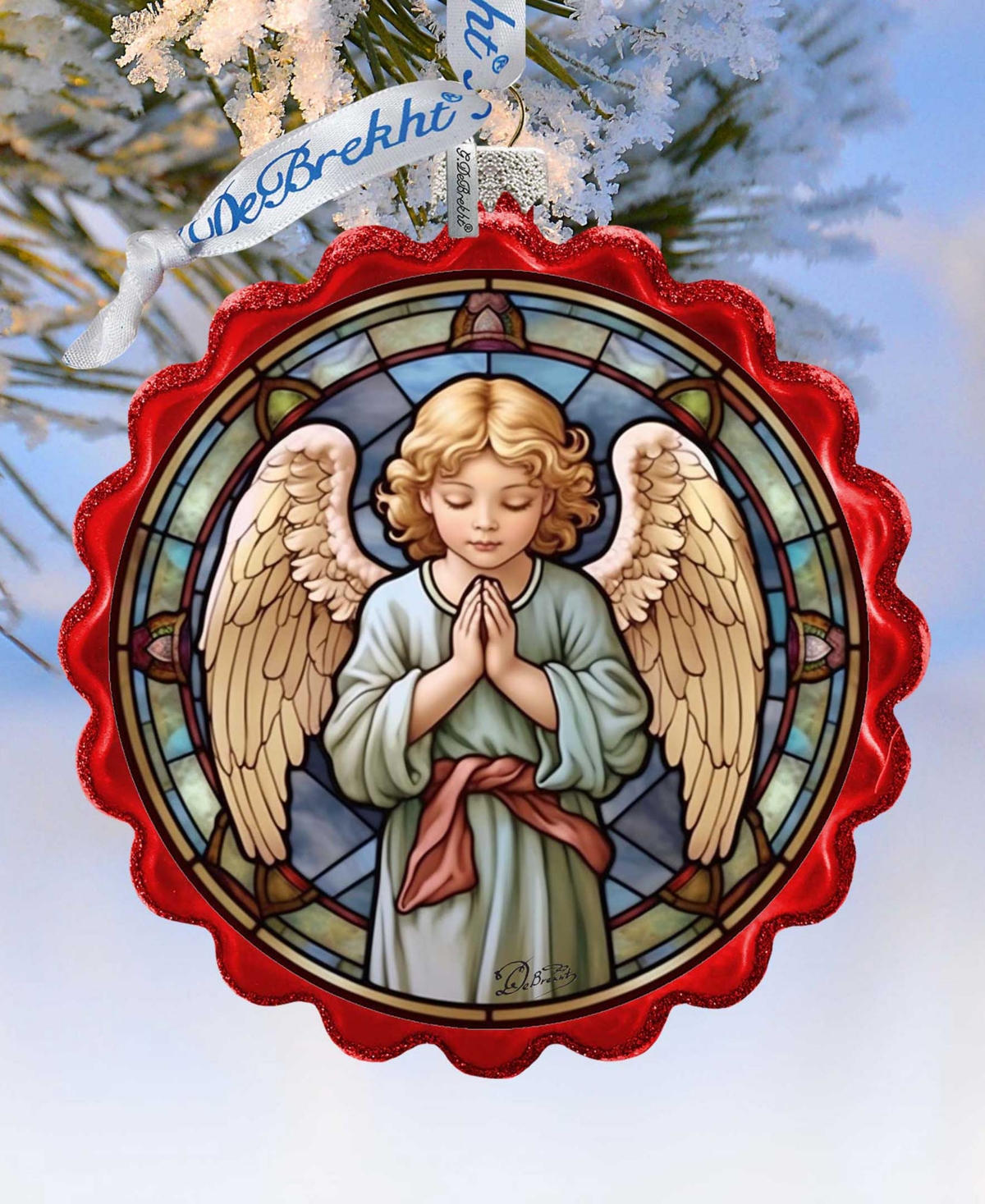 Designocracy Little Angel Wreath Holiday Mercury Glass Ornaments G. Debrekht In Multi Color