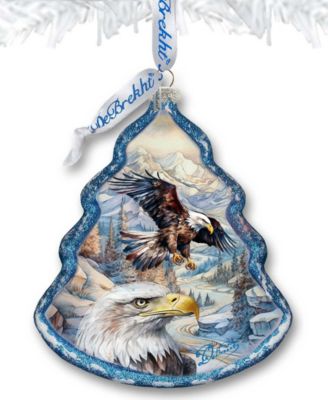 The Land of the Free-American Eagle Tree Glass Christmas Ornaments G. DeBrekht
