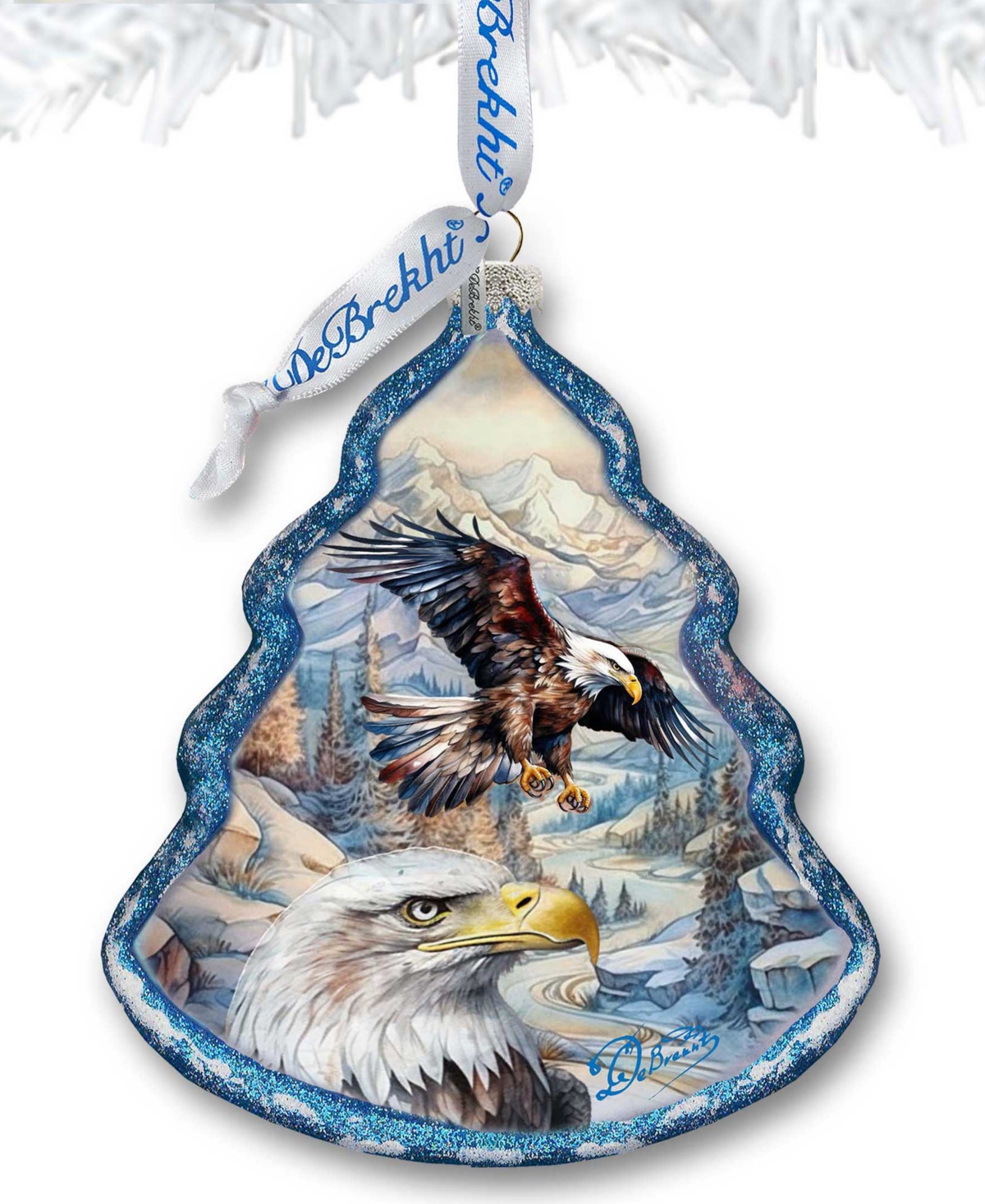 Designocracy The Land Of The Free-american Eagle Tree Glass Christmas Ornaments G. Debrekht In Multi Color