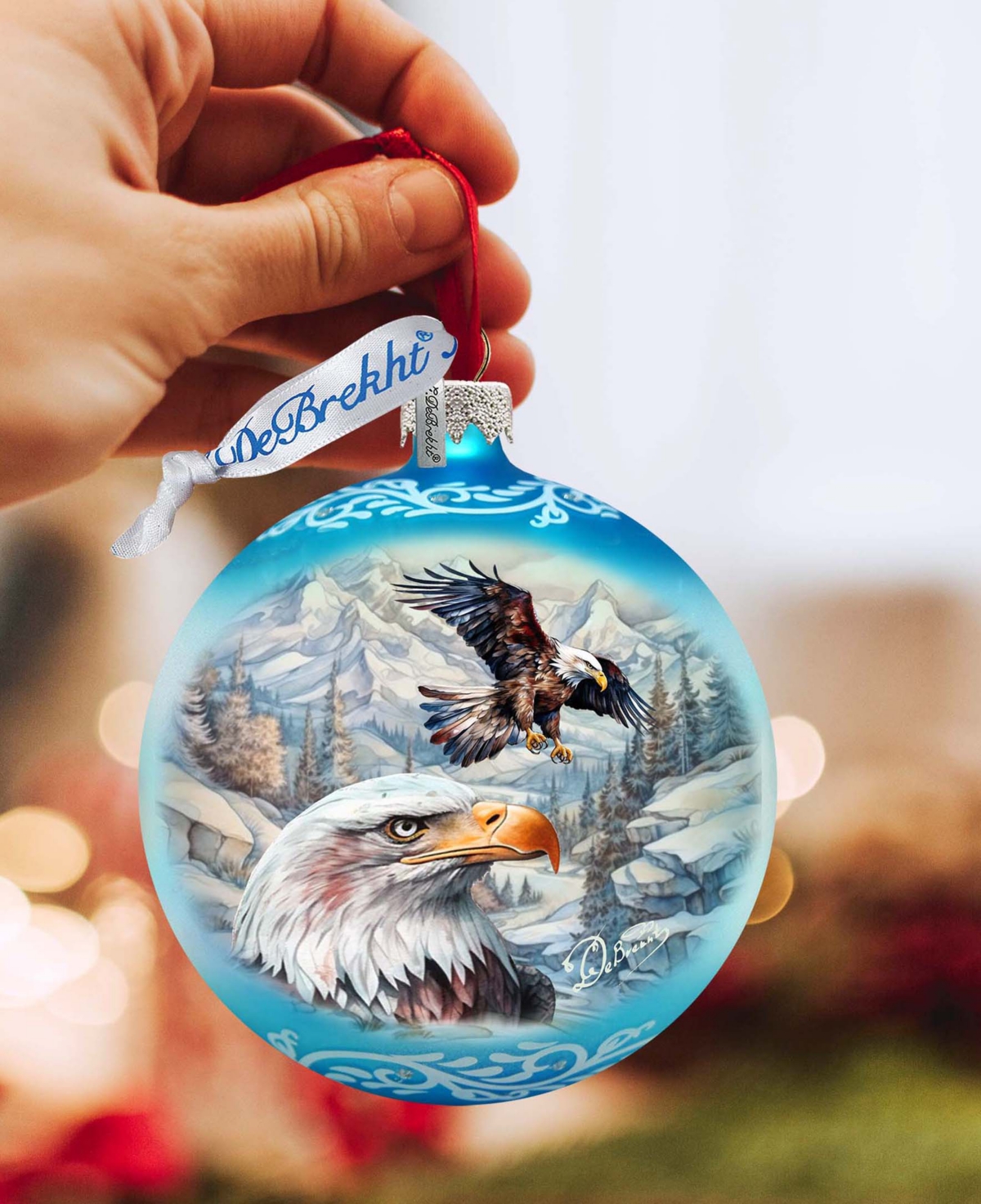Designocracy The Land Of The Free-american Eagle Ball Christmas Glass Ornaments G. Debrekht In Multi Color