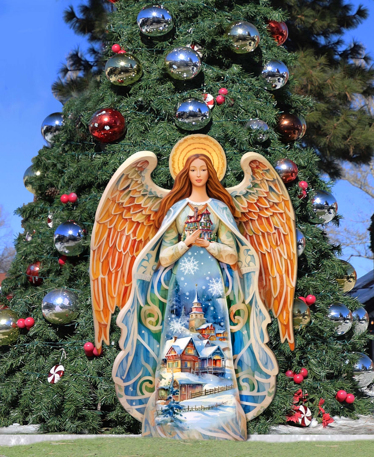 Shop Designocracy Blessing Home Angel 32" Christmas Outdoor Garden Decor G. Debrekht In Multi Color