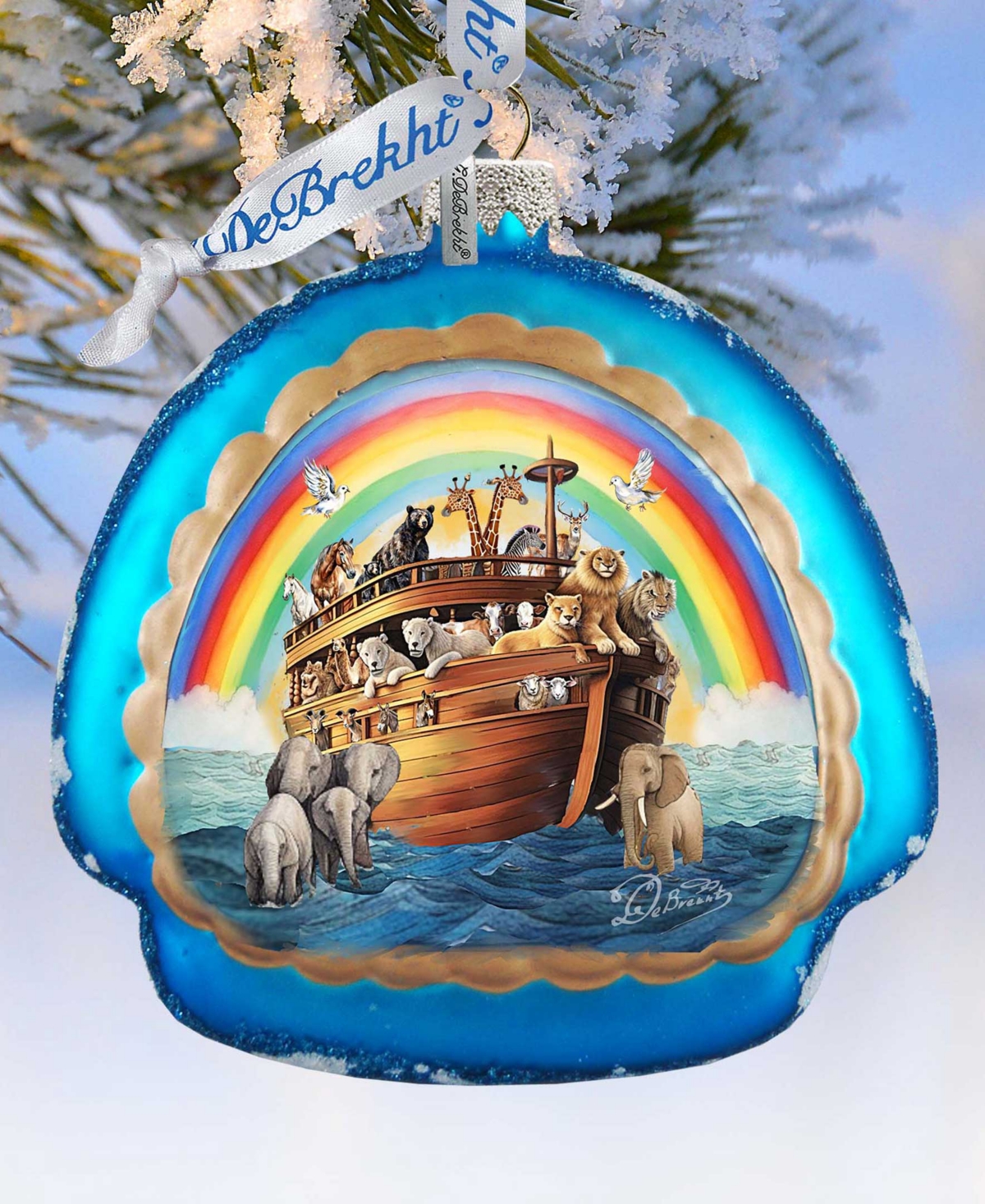 Designocracy Noah's Arch Rainbow Christmas Mercury Glass Ornaments G. Debrekht In Multi Color