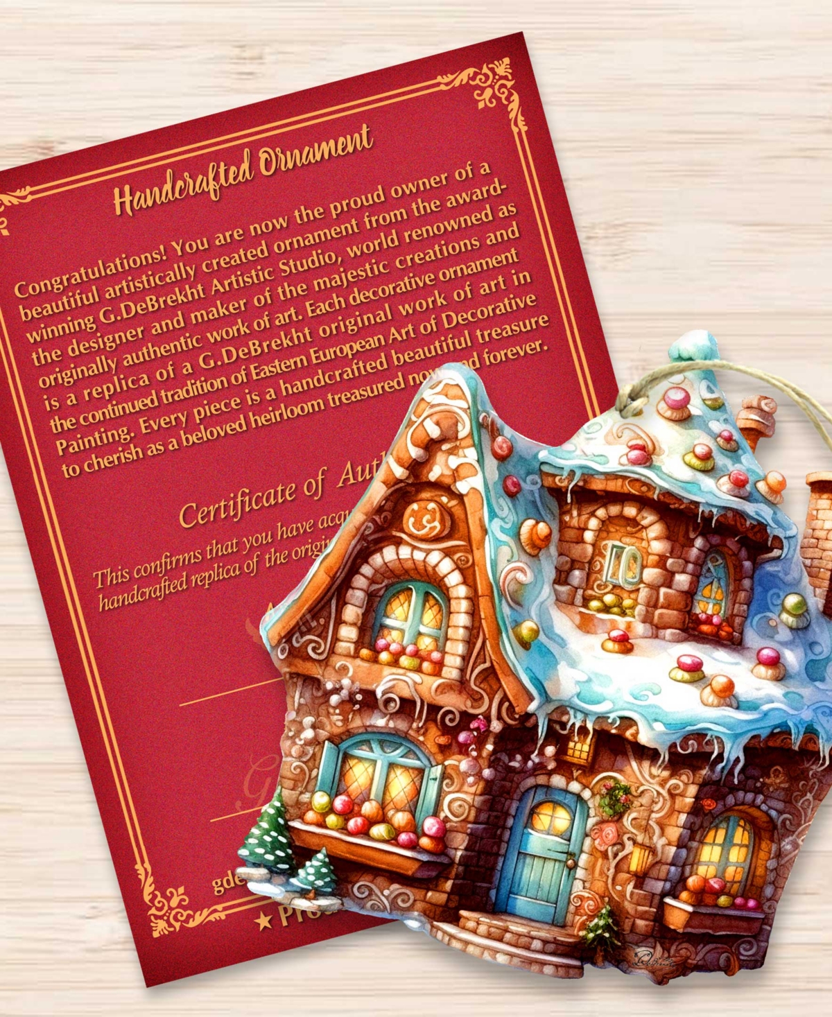 Designocracy Gingerbread House Christmas Wooden Ornaments Holiday Decor G. DeBrekht