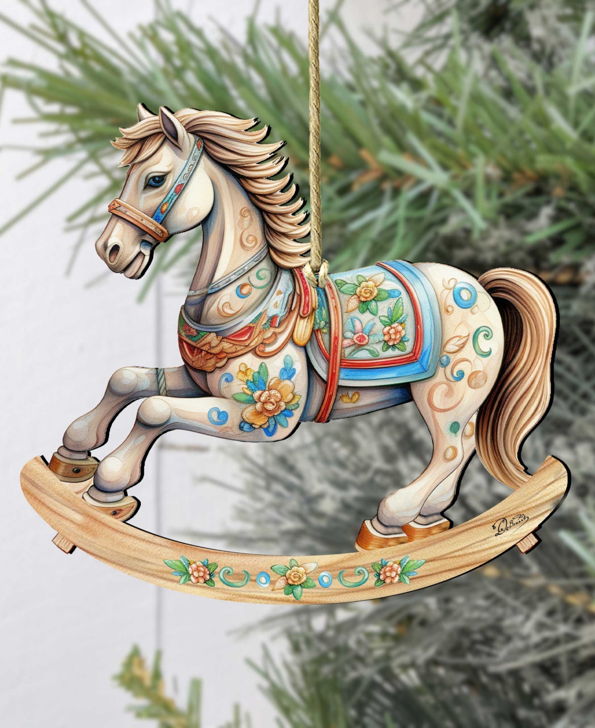 Designocracy Rocking Horse Christmas Wooden Ornaments Holiday Decor G. DeBrekht