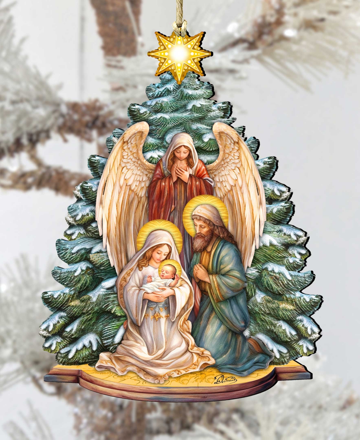 Designocracy Holy Family Nativity Christmas Wooden Ornaments Holiday Decor G. DeBrekht