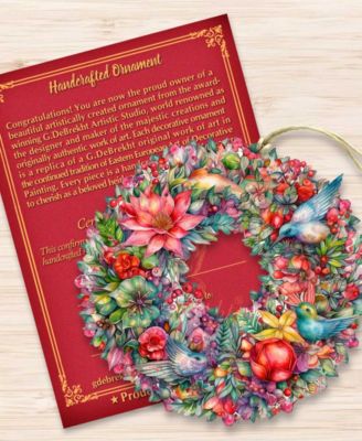 Holiday Wooden Ornaments Summer Blooms Wreath Home Decor G. DeBrekht