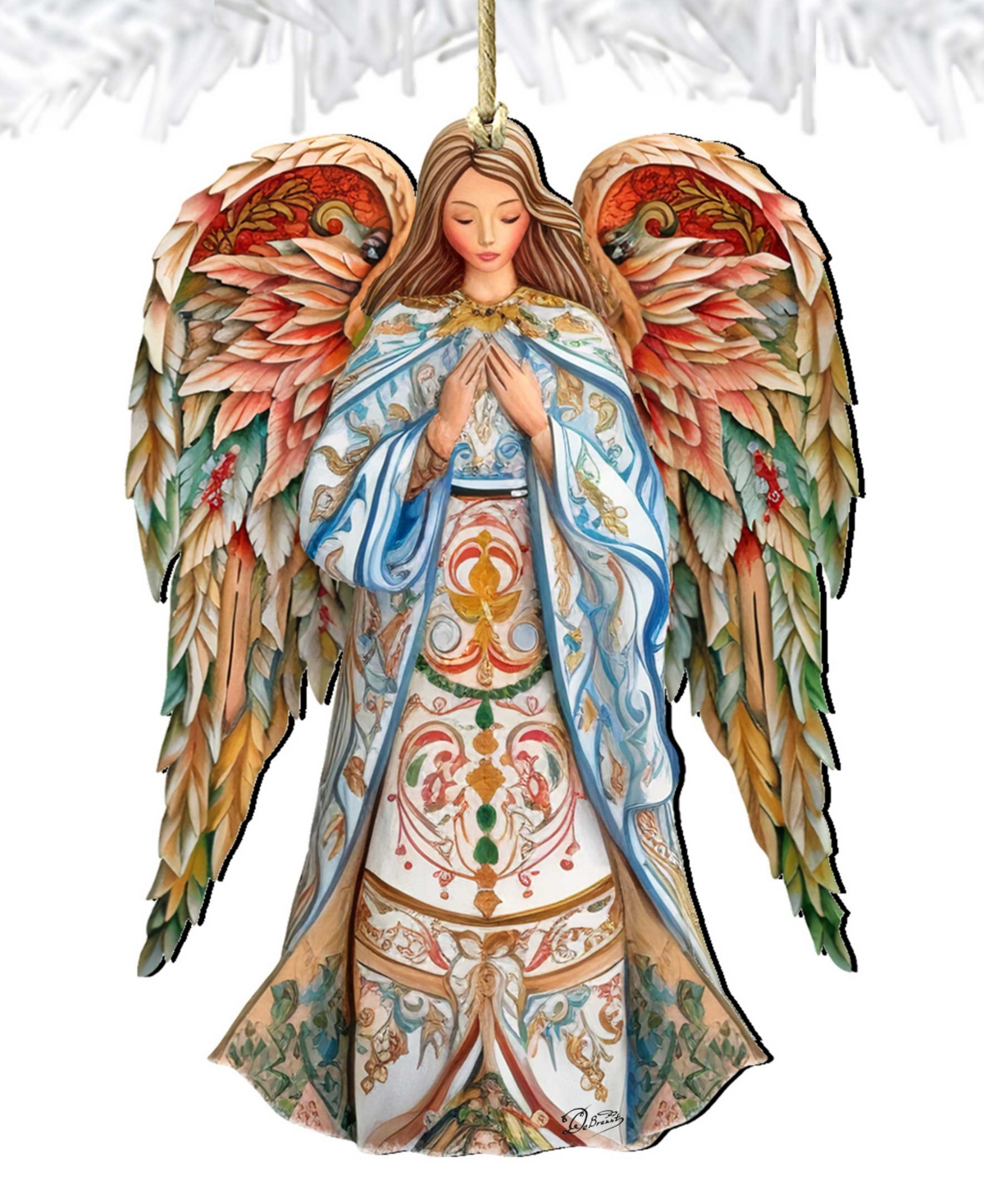 Shop Designocracy Elegant Angel Of Hope Christmas Wooden Ornaments Holiday Decor G. Debrekht In Multi Color