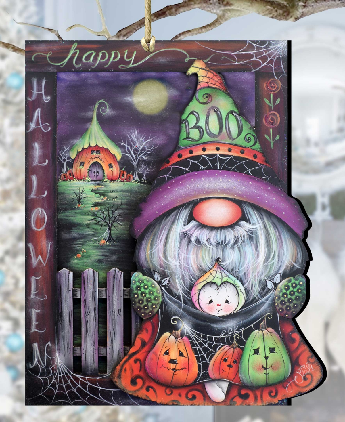 Designocracy Holiday Wooden Ornaments Boo Halloween Gnome Home Decor J. Mills-price In Multi Color