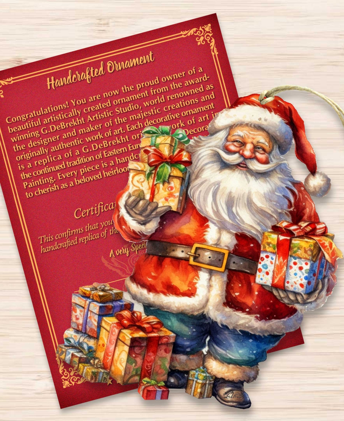 Designocracy Merry Delivery Santa Christmas Wooden Ornaments Holiday Decor G. DeBrekht