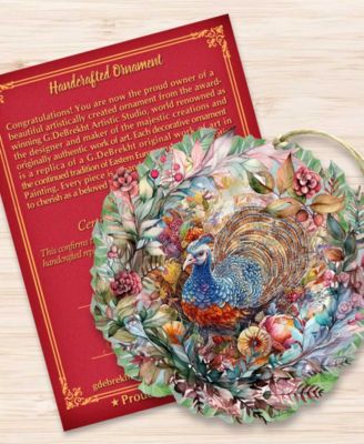 Holiday Wooden Ornaments Thanksgiving Turkey Wreath Home Decor G. DeBrekht