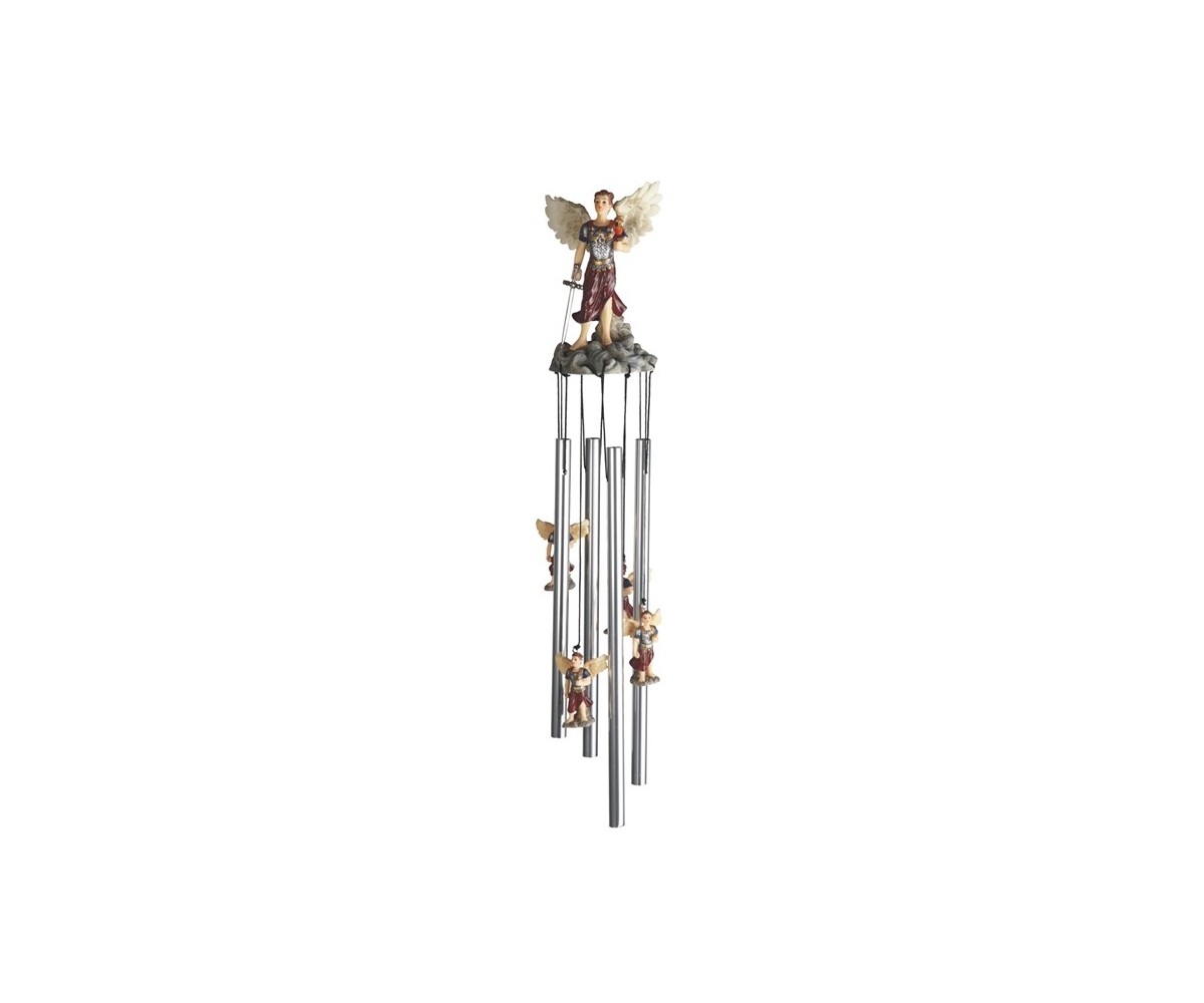 23" Long Archangel Jehudiel Round Top Wind Chime - Silver