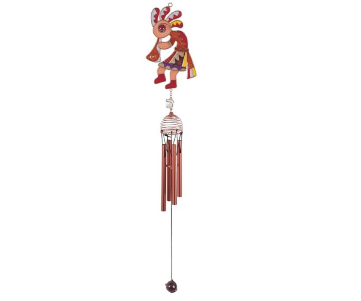 Fc Design Long Kokopelli Copper and Gem Wind Chime Home Decor Perfect Gift for House Warming, Holidays and Birthdays