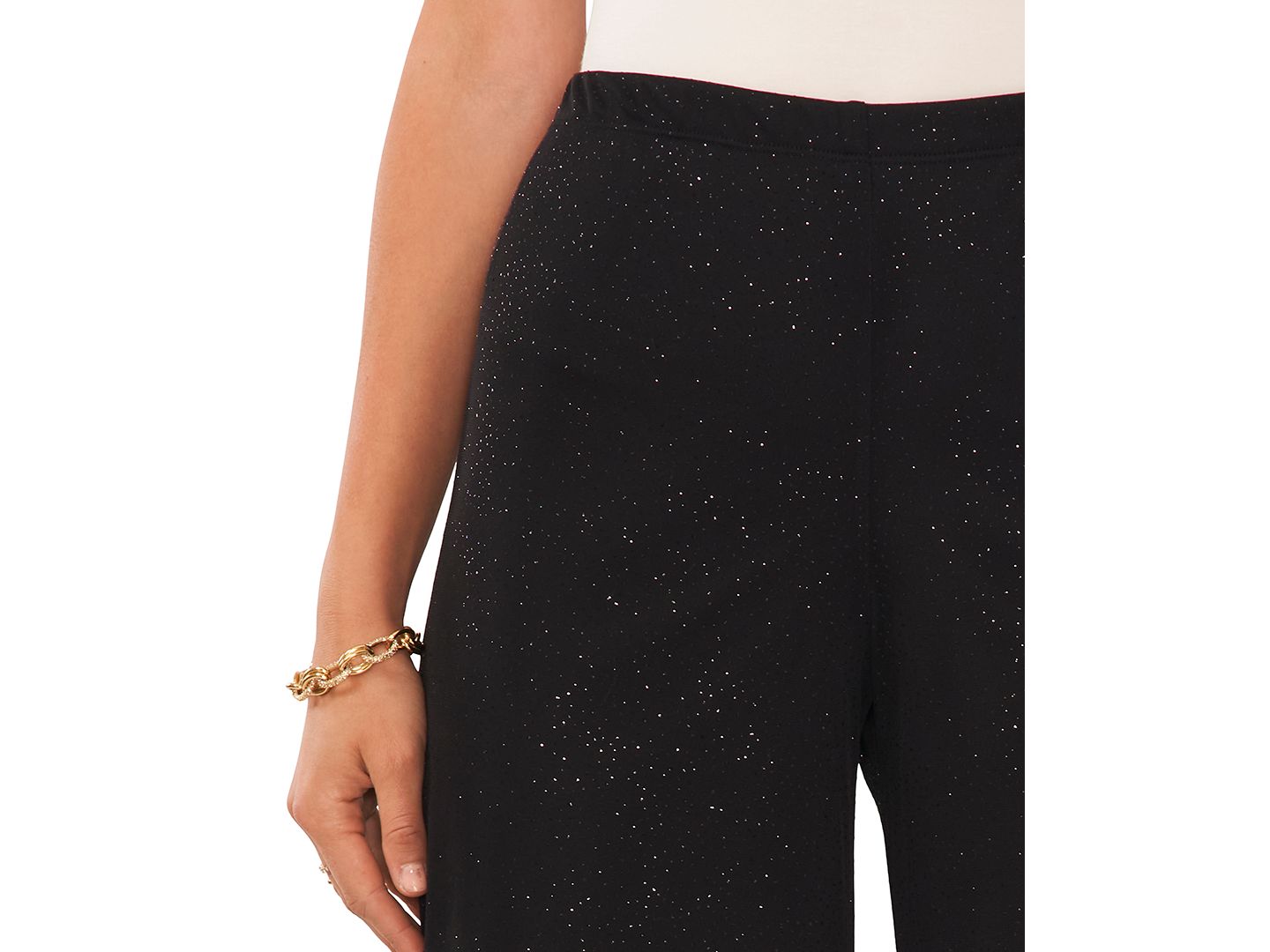 Женские брюки MSK Glitter Pull-On Wide-Leg, цвет: Чёрный — фото 3