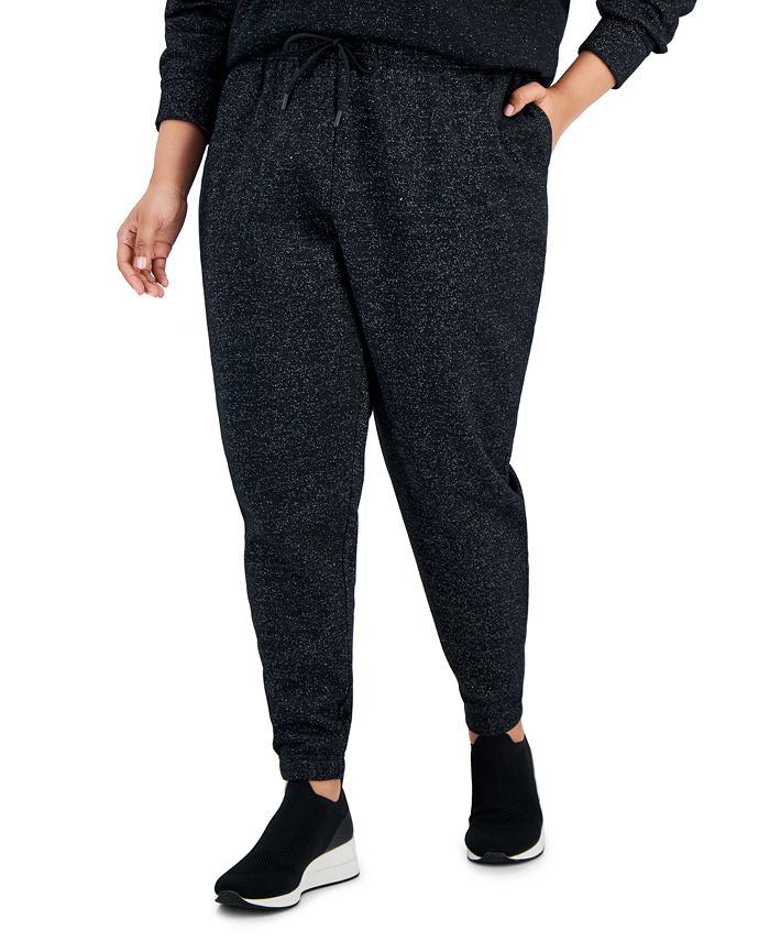 ID Ideology Plus Size Metallic-Threaded Jogger Pants, Created for Macy ...