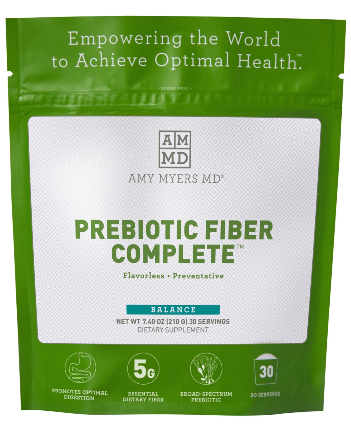 Amy Myers Md Prebiotic Fiber Complete 30 Servings In Green
