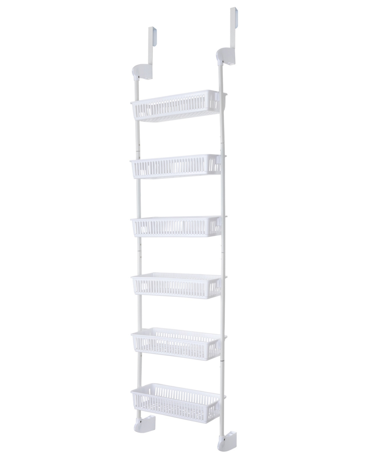 6-Tier Over the Door Pantry Organizer with 6 Full Baskets - White