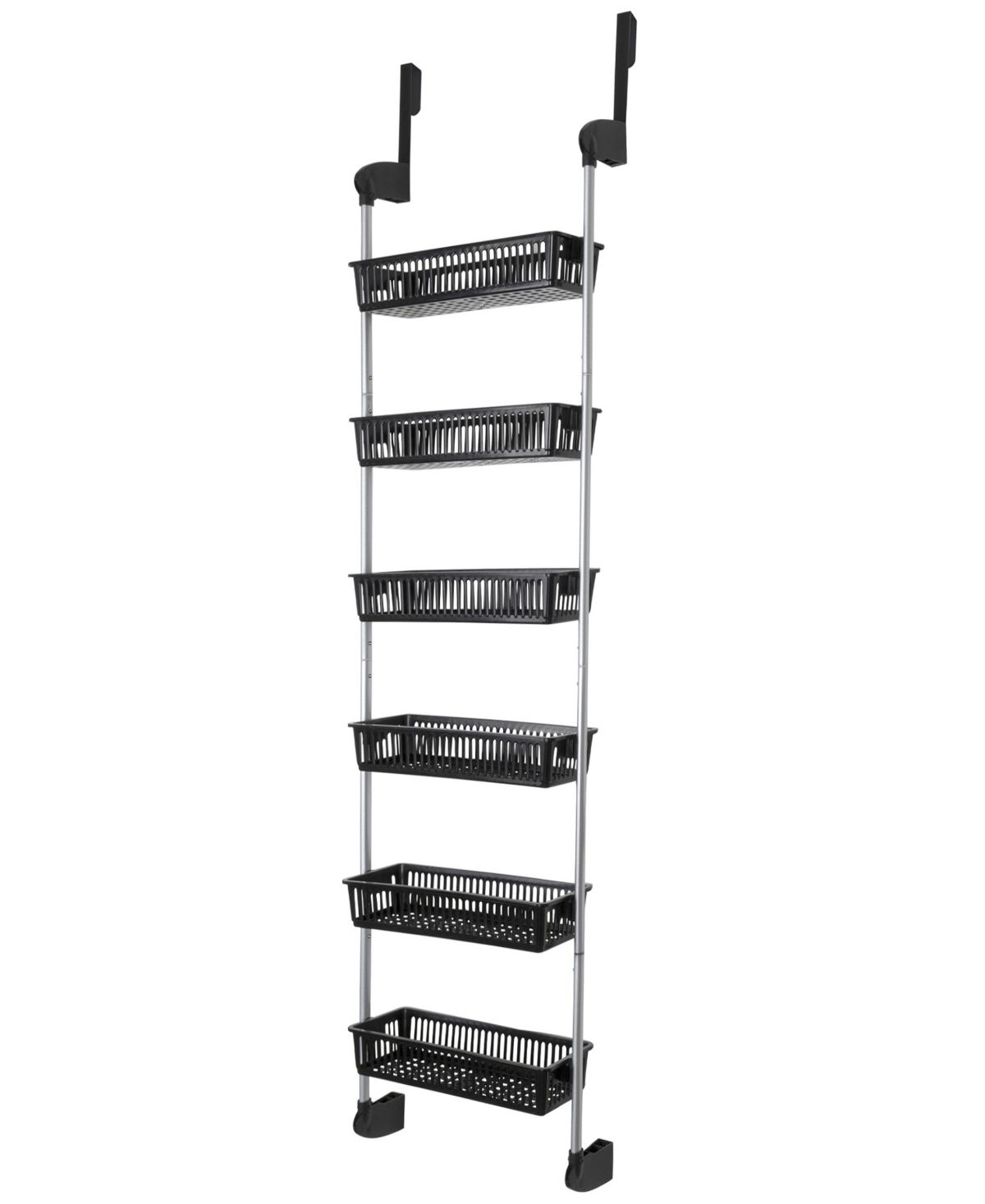 6-Tier Over the Door Pantry Organizer with 6 Full Baskets - Black