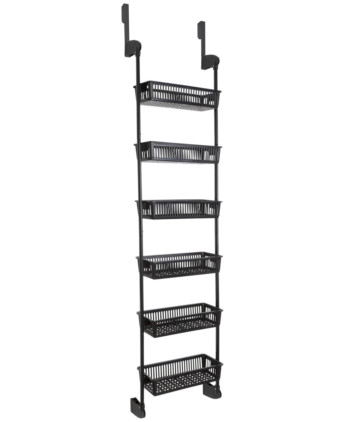 6-Tier Over-the-Door Hanging Pantry Organizer with Full Baskets - All Black