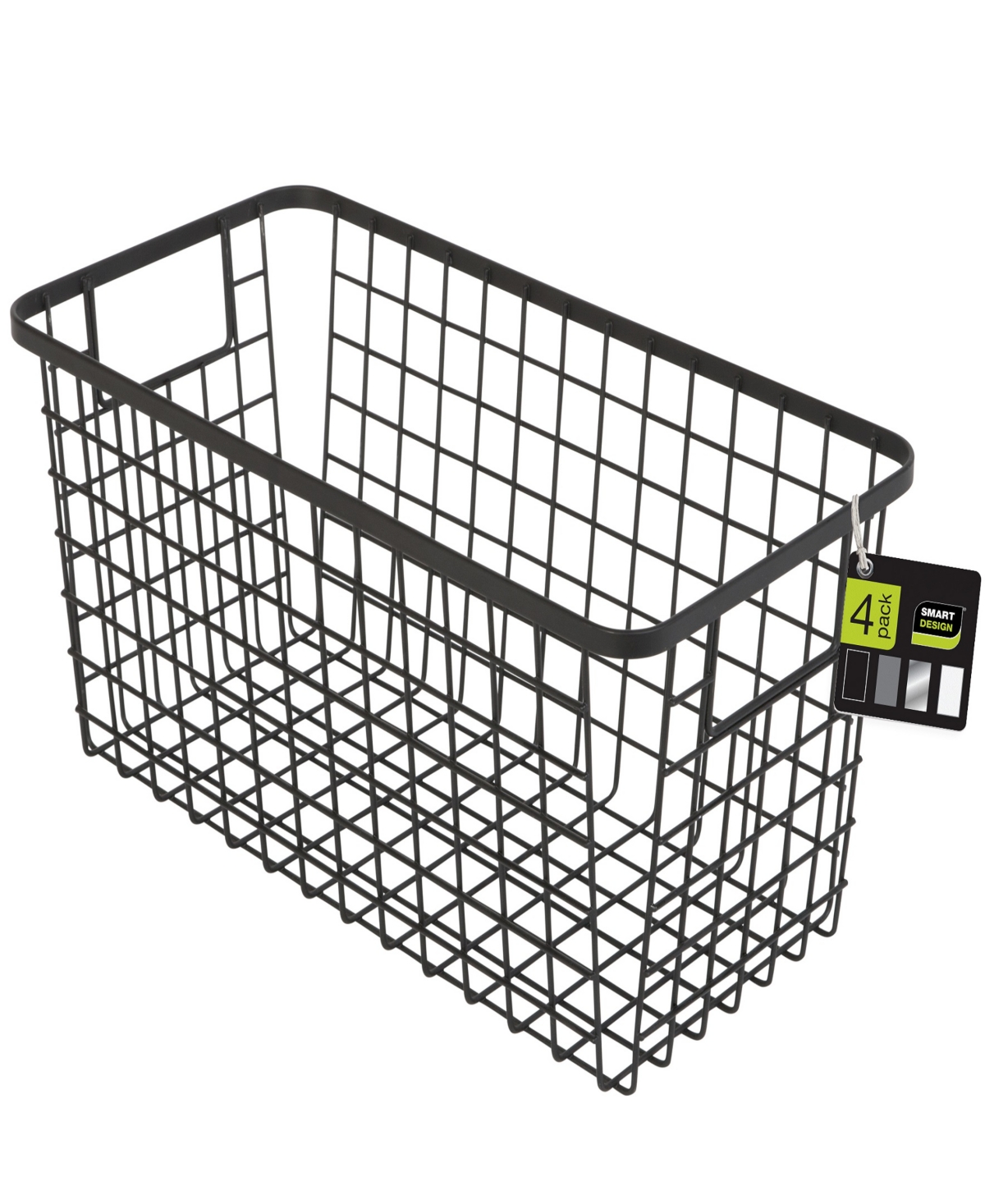 Shop Smart Design Nestable 6" X 12" X 6" Basket Organizer With Handles, Set Of 4 In Black