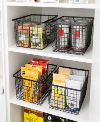 Nestable 9" x 12" x 6" Basket Organizer with Handles, Set of 4