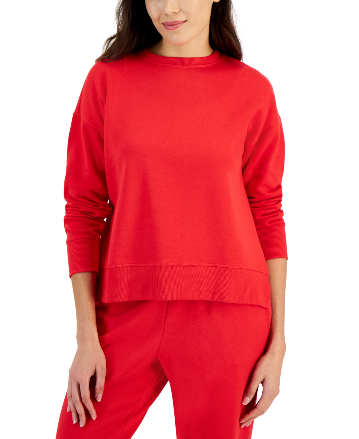 Id Ideology Women's Fleece Crewneck Sweatshirt, Created For Macy's In Gumball Red