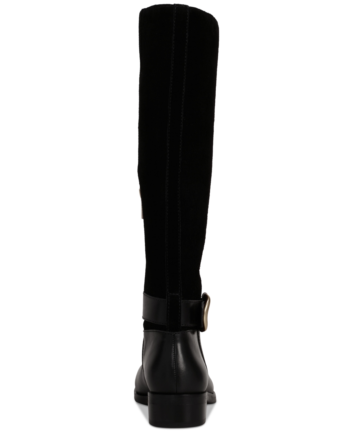 Shop Vince Camuto Women's Samtry Buckled Riding Boots In Black Soft Silky Leather Verona Suede