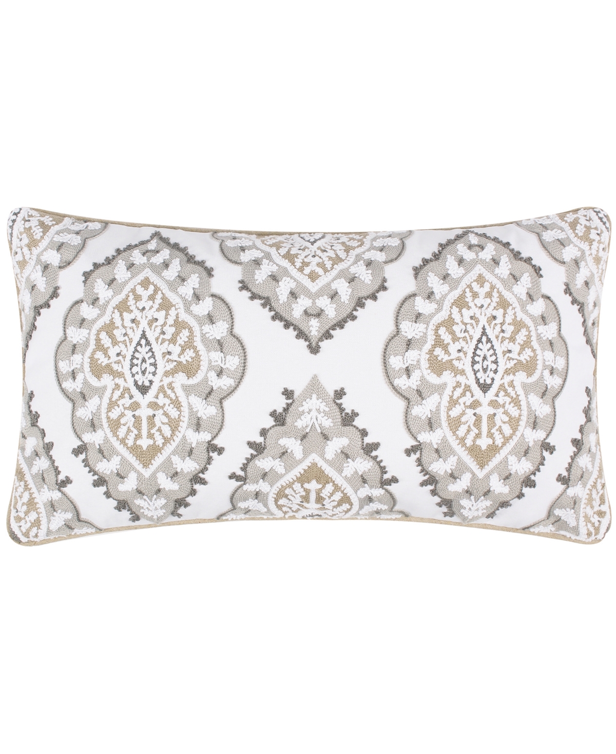 Levtex Pisa Embroidered Decorative Pillow, 12" X 24" In Gray
