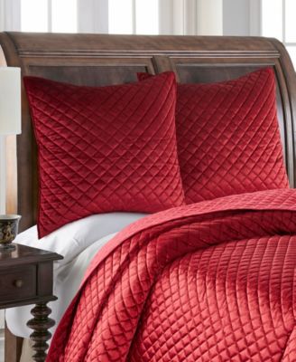 Red Velvet Quilted Diamond 2-Pc. Sham Set, European