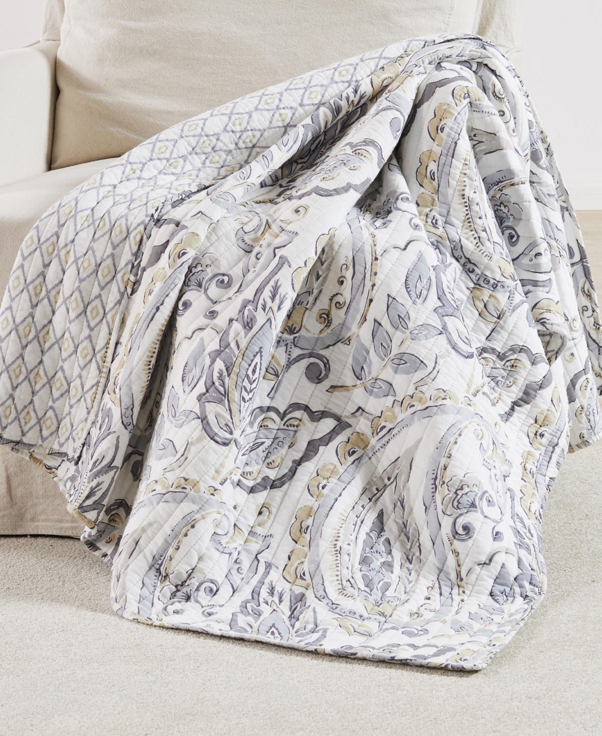 Levtex Tamsin Reversible Quilted Throw, 50" X 60" In Gray