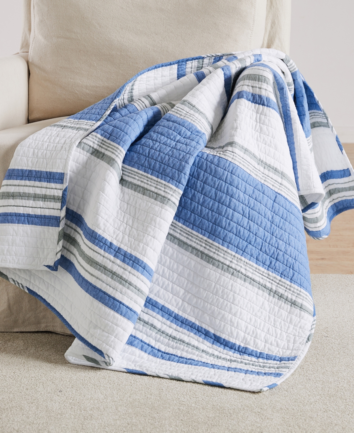 Levtex St. Bart Reversible Quilted Throw, 50" X 60" In Blue