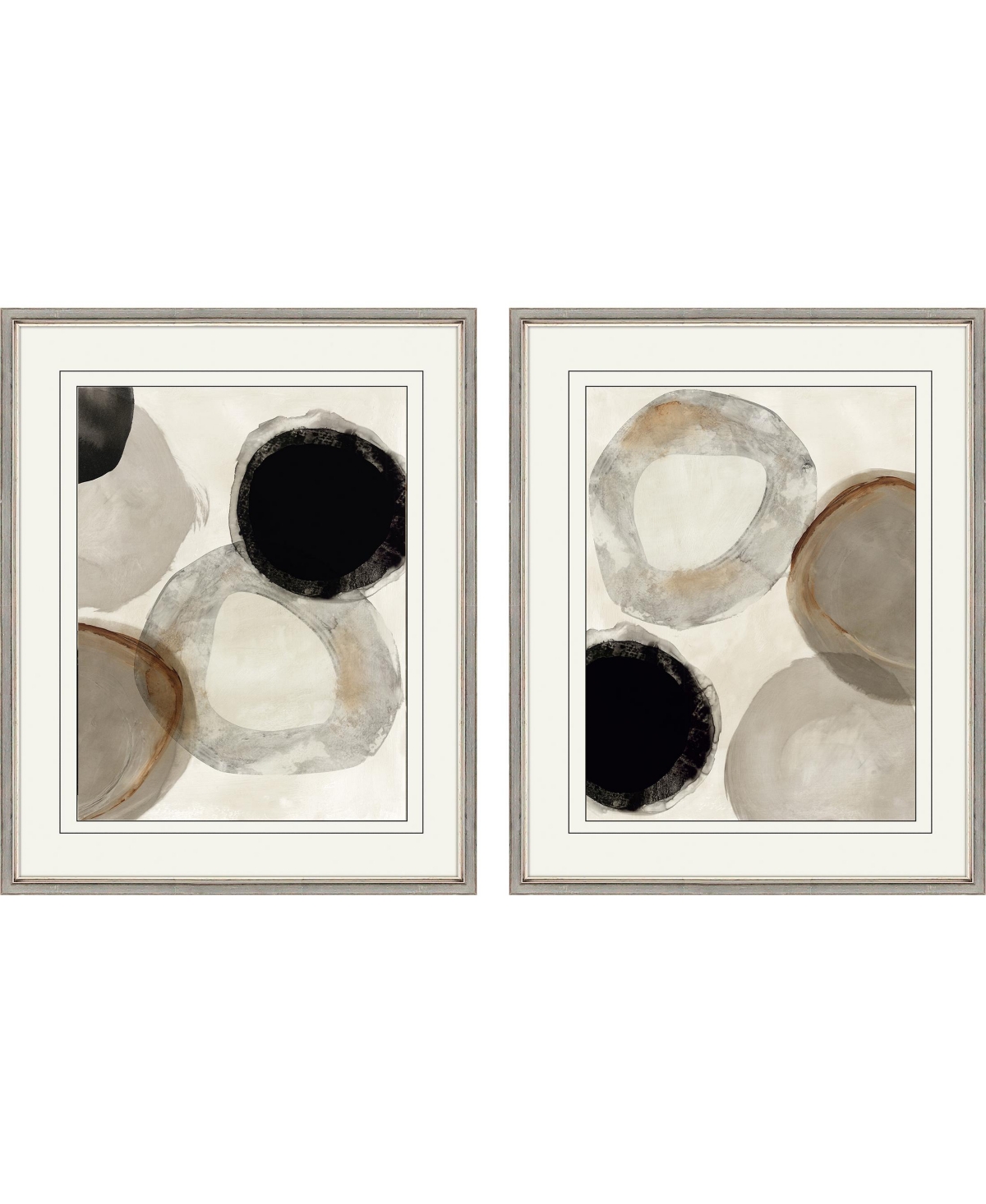 Paragon Picture Gallery Beige Rings Framed Art, Set Of 2 In Gray