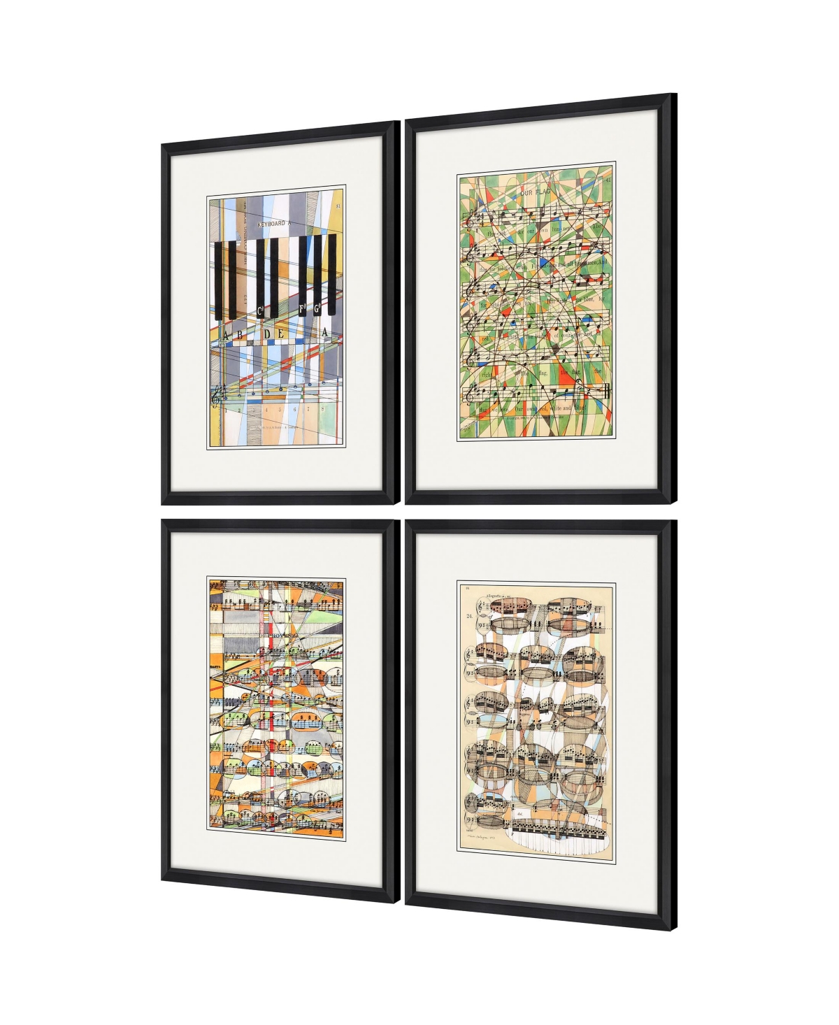 Paragon Picture Gallery Geometry Of Music Framed Art, Set Of 4 In Multi