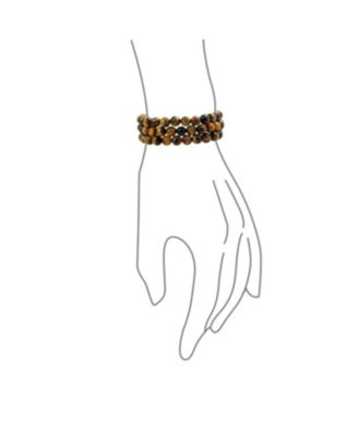 Stackable Set Of 3 Natural Stone Round Bead 8MM Multi Strand Stretch Bracelet