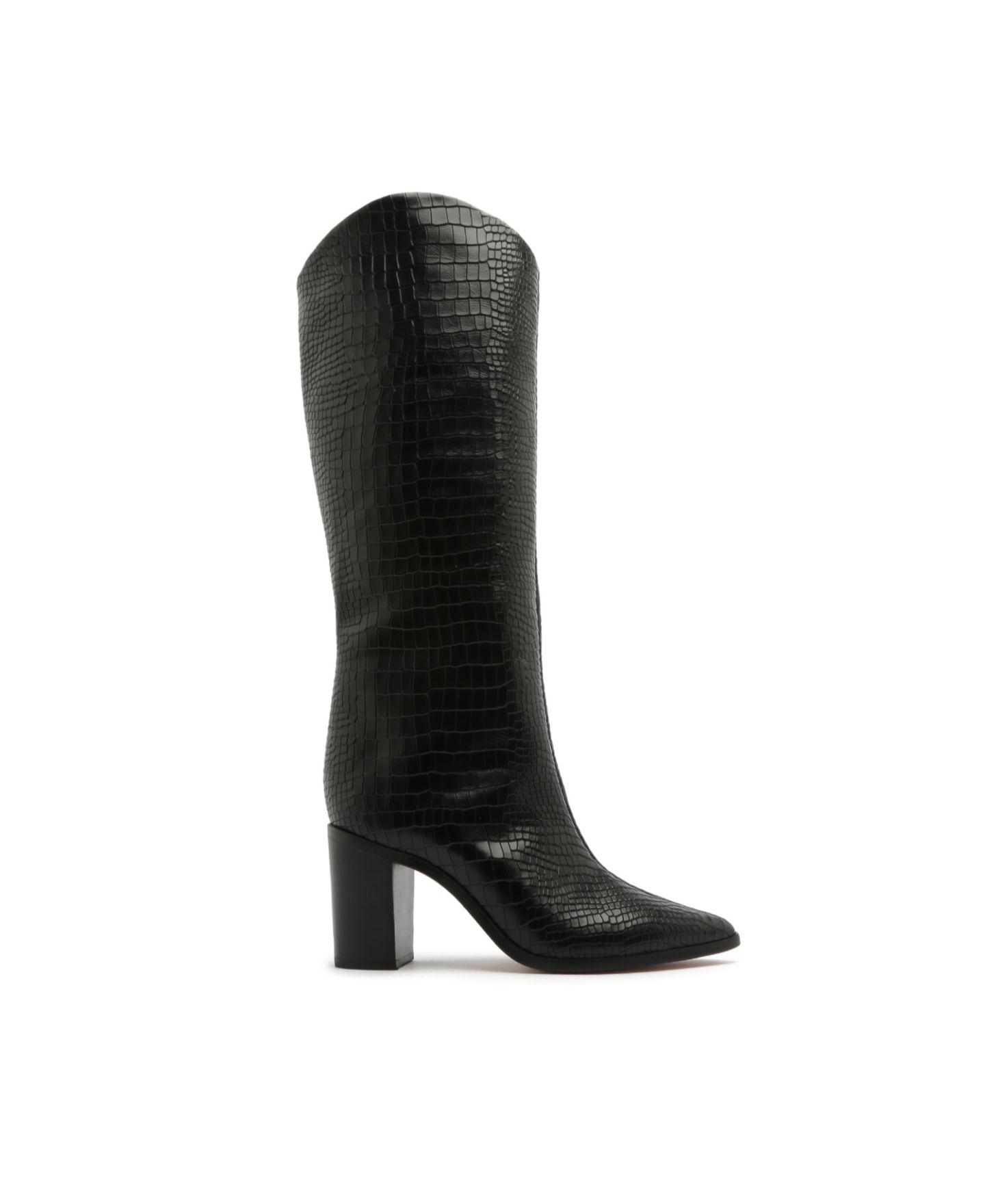 Женские ботинки Schutz Maryana Knee High Block Heel, цвет: Чёрный кожаный — фото 2