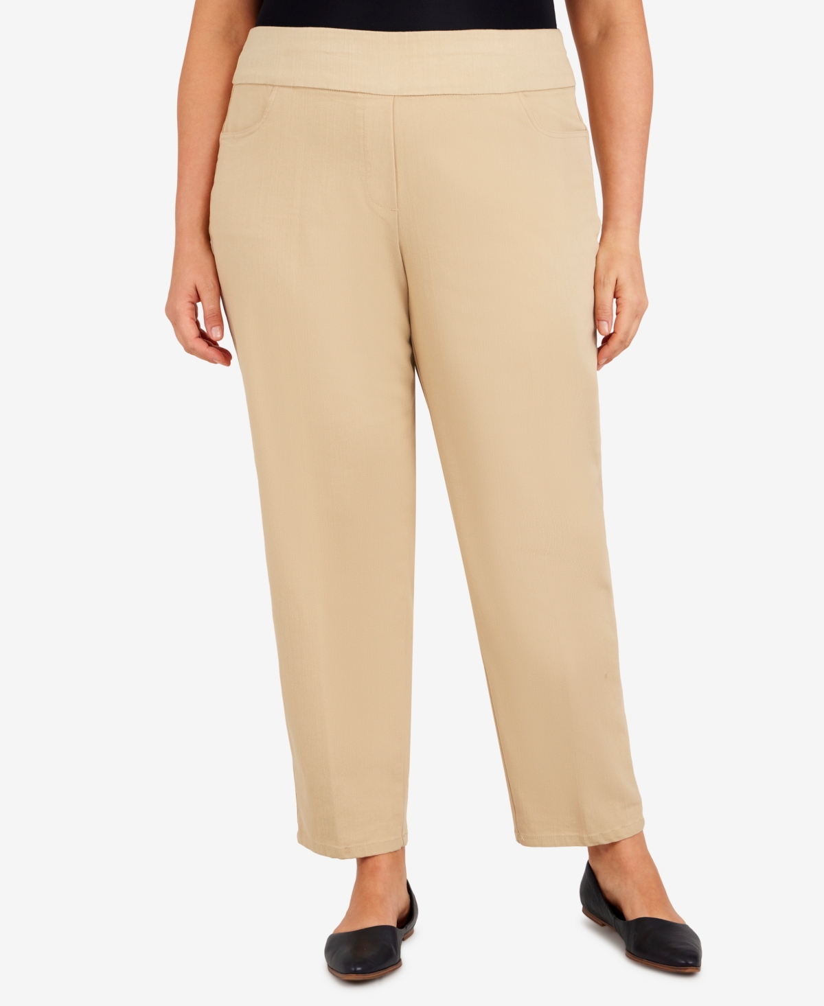 Alfred Dunner Plus Size Super Stretch Mid Rise Short Length Pant Olive Smart Closet