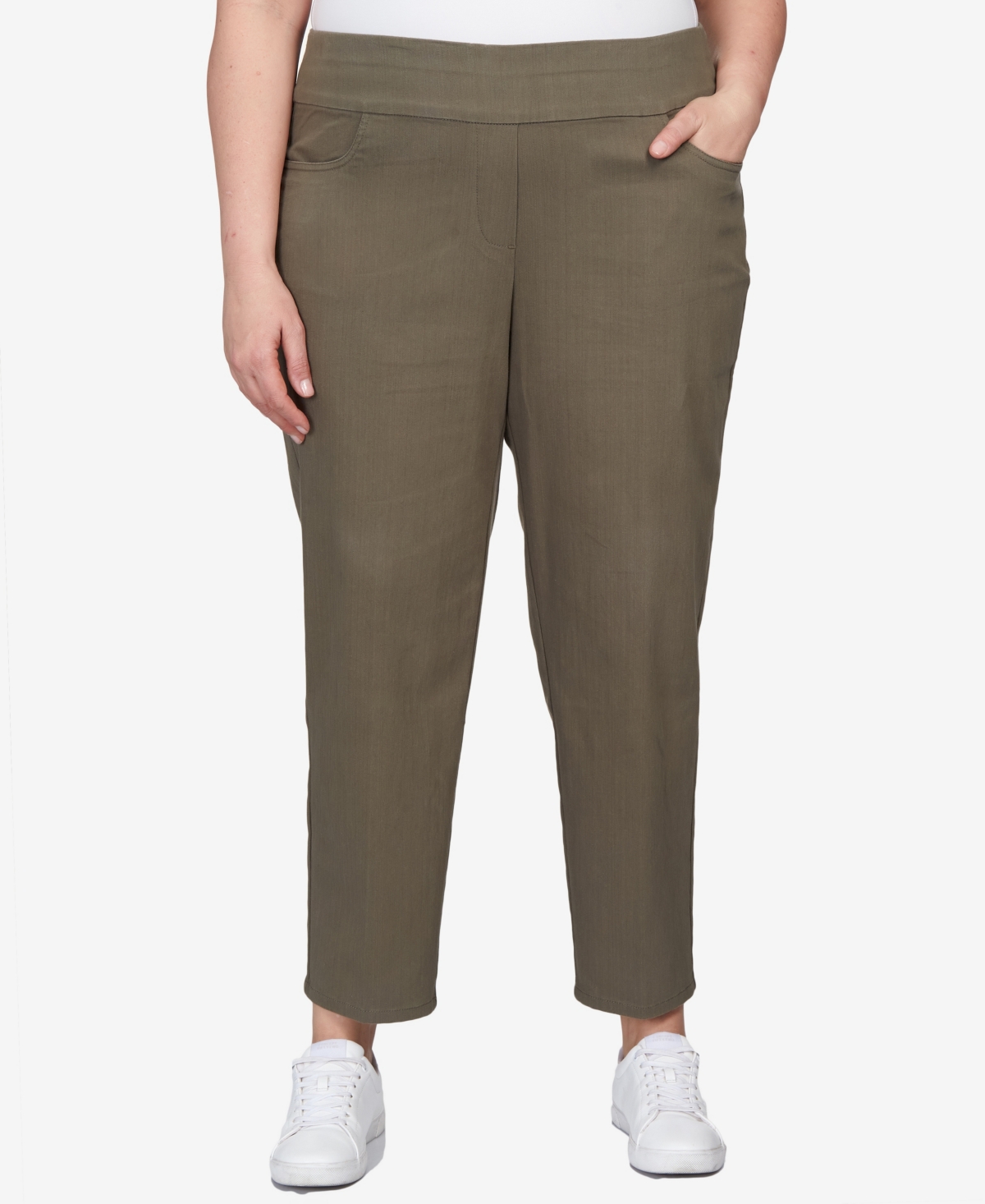 Shop Alfred Dunner Plus Size Super Stretch Mid-rise Short Length Pant In Olive