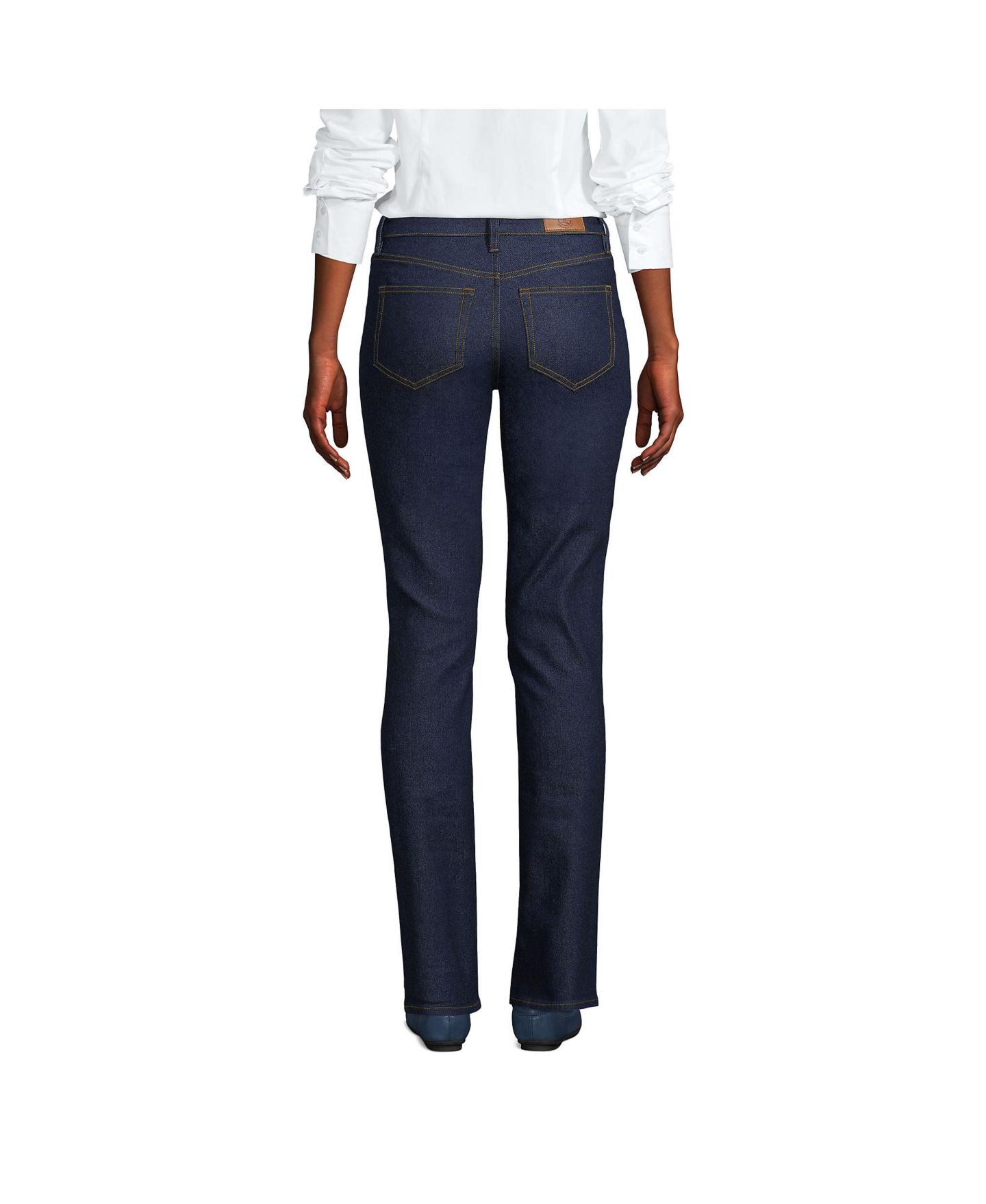 Женские джинсы Lands' End Petite Mid Rise Straight Leg Blue, цвет: River Rinse — фото 2