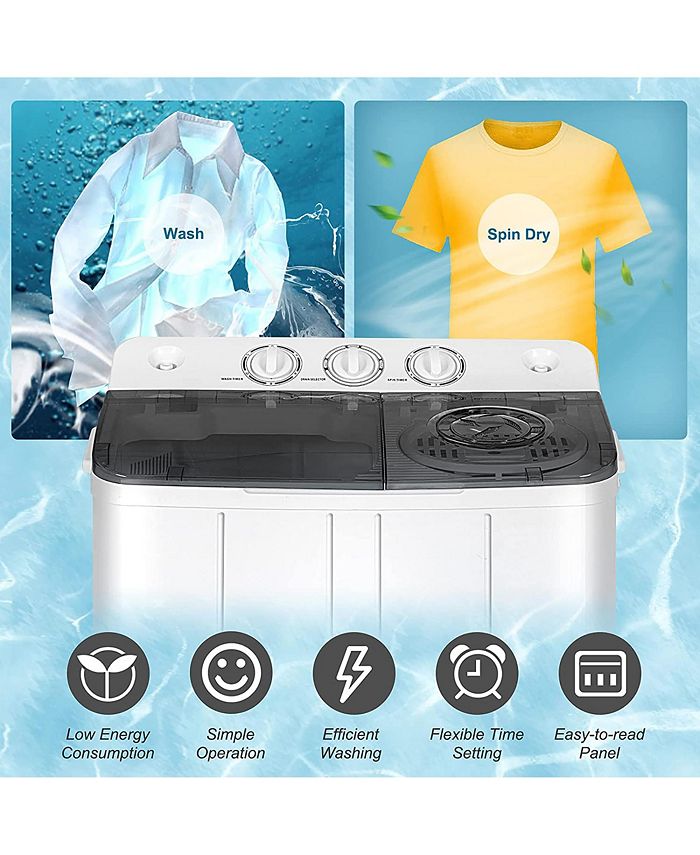 Costway Portable Twin Tub Washing Machine Washer(13.2lbs) & Spinner (8