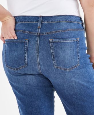 Plus Size Denim Raw-Edge Bermuda Shorts, Created for Macy's