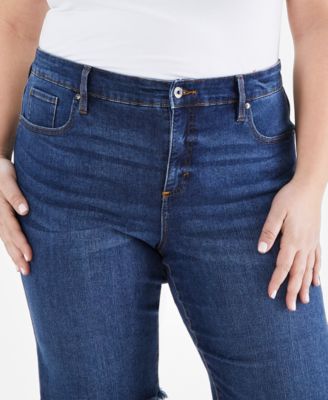 Plus Size Denim Raw-Edge Bermuda Shorts