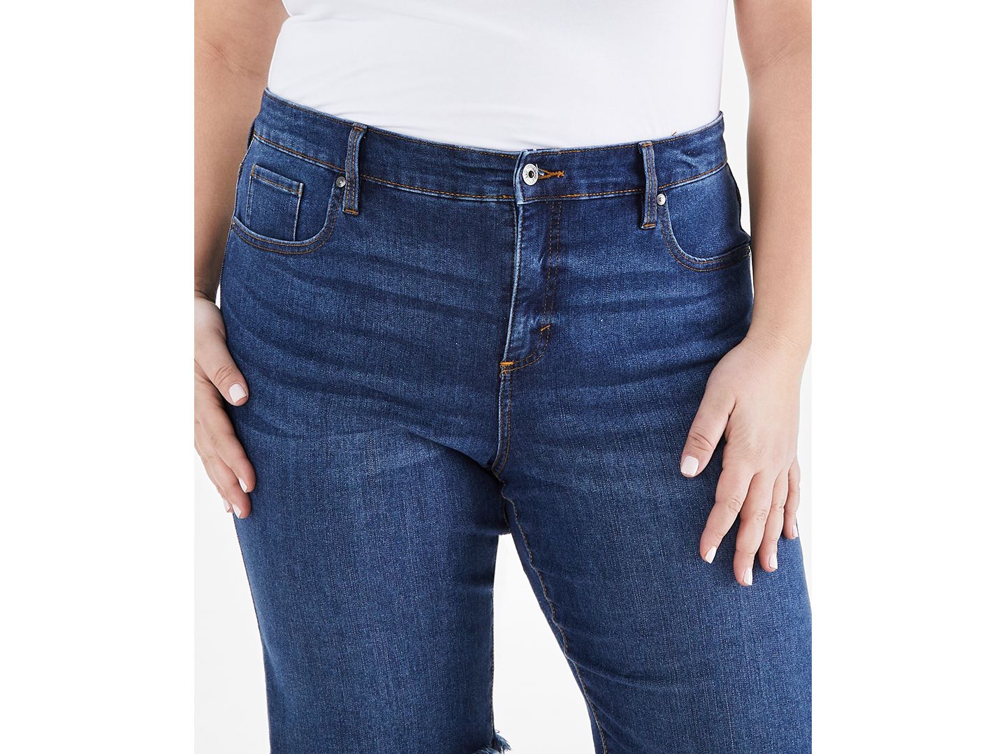 Женские шорты Style & Co Plus Size Mid-Rise Raw-Edge Bermuda Jean, цвет: Синий — фото 4