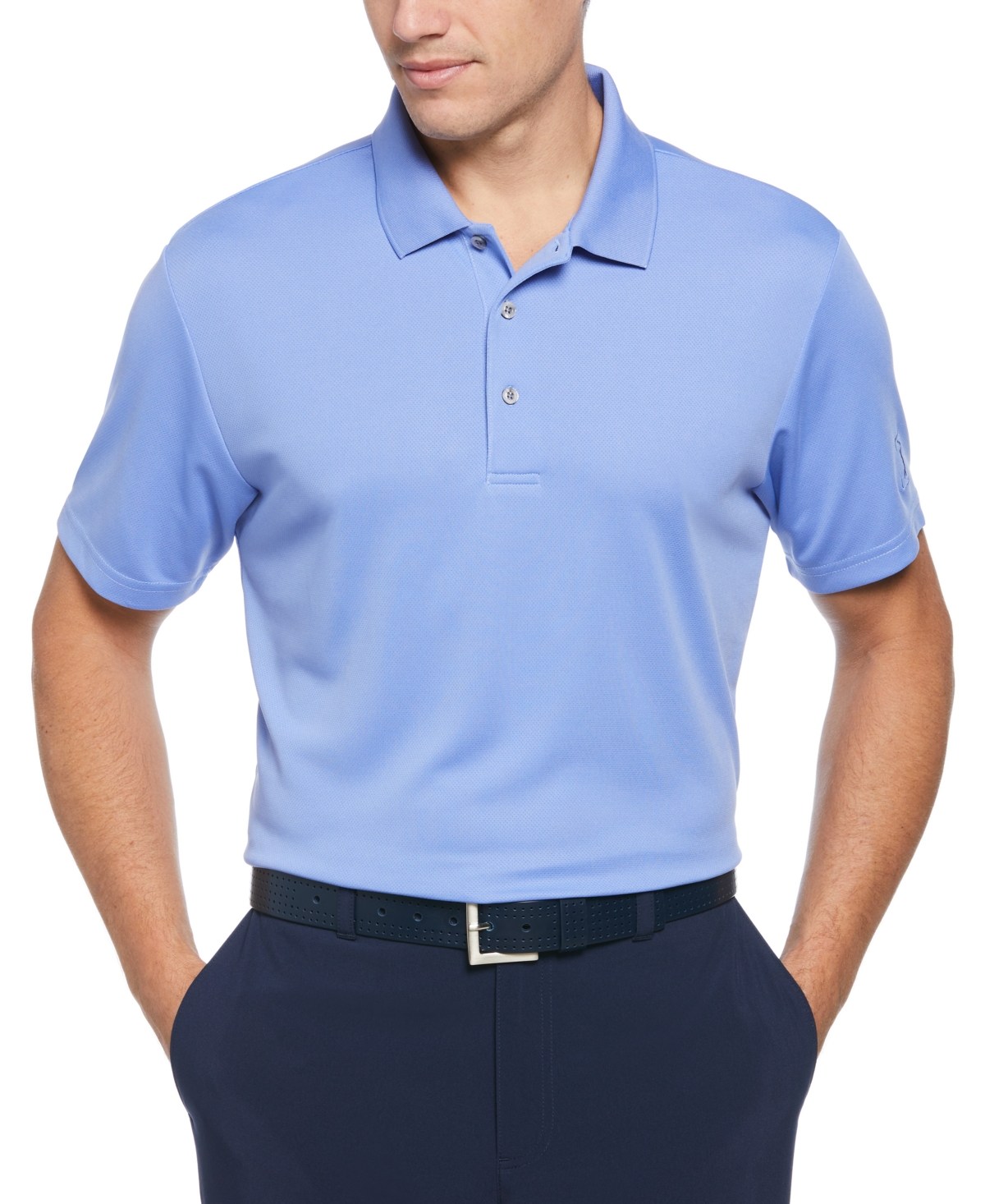 Pga Tour Men's Airflux Solid Mesh Short Sleeve Golf Polo Shirt In Persian Jewel