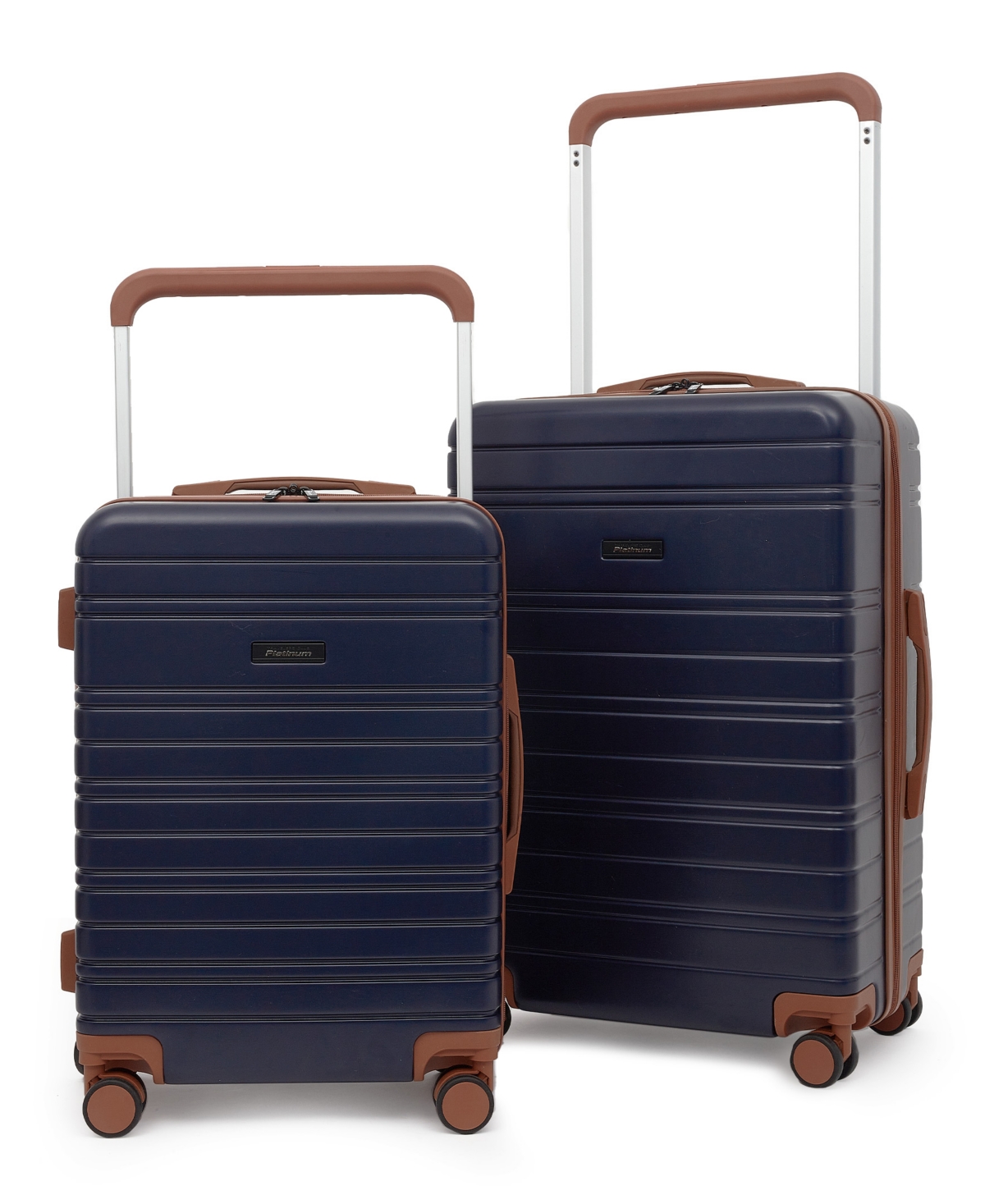 Travelers Club Navigate Collection 2 Piece Rolling Hard Case Luggage Set With X-tra Wide Telescopic Handle In Navy